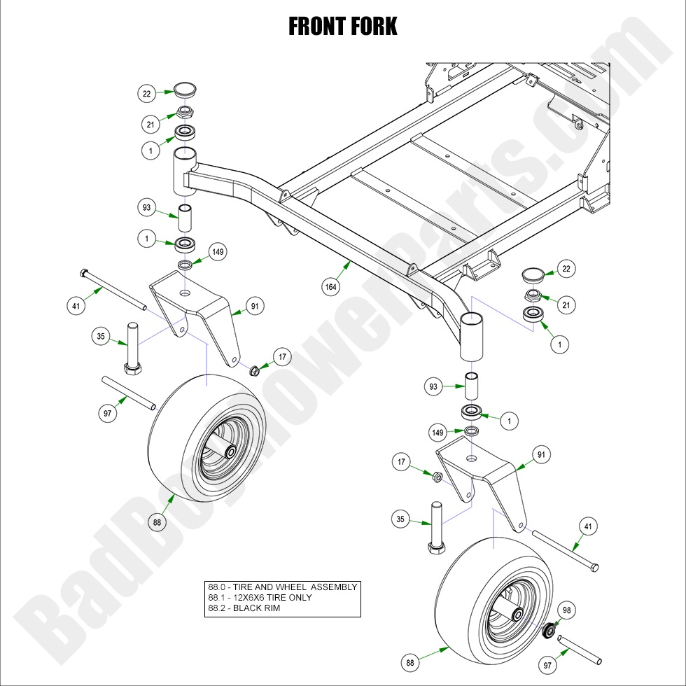 3273 - Bad Boy Mower Parts Lookup > 2023 > ZT Avenger > Front Fork